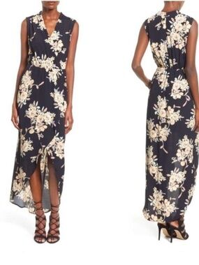 Astr Black Floral High-Low Maxi Dress